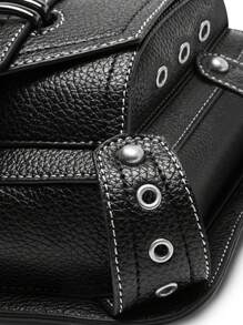 哥特式腰包金屬鏈條裝飾斜挎包蒸汽朋克機車包 - 黑色 - 查看 4