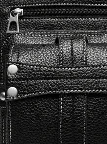 哥特式腰包金屬鏈條裝飾斜挎包蒸汽朋克機車包 - 黑色 - 查看 12