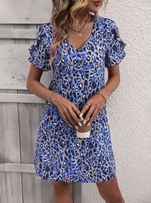 Breezaya Allover Print Petal Sleeve Tunic Dress - Multicolor - View 3