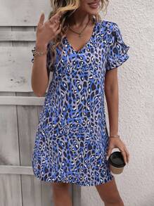 Breezaya Allover Print Petal Sleeve Tunic Dress - Multicolor - View 6