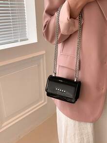 Mini Square Bag Star Detail Chain Strap - Black - View 2