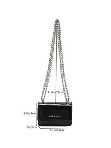 Mini Square Bag Star Detail Chain Strap - Black - View 7