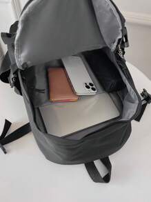 Ba lô nữ có dây đeo trang trí, ba lô thông thường có sức chứa lớn dành cho học sinh trung học cơ sở, trung học phổ thông và đại học; Thiết kế khối màu có giá trị màu cao - Đen và trắng - Xem 10