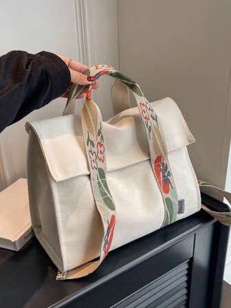 Sac À Poignée Supérieure Motif Fleur Et feuille Sac D'école Réglable À Double Poignée Pour Diplômé, Adolescentes, Étudiant De Première Année, Étudiant En Deuxième Année, Junior Et Senior Au Collège, Université Et Lycée, Parfait Pour L'extérieur, Les Voyages Et La Rentrée Scolaire