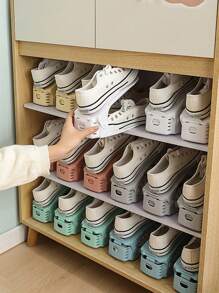 1入組塑膠鞋收納現代加厚可調節鞋架子收納和收納適用於地面 - 藍色 - 查看 5