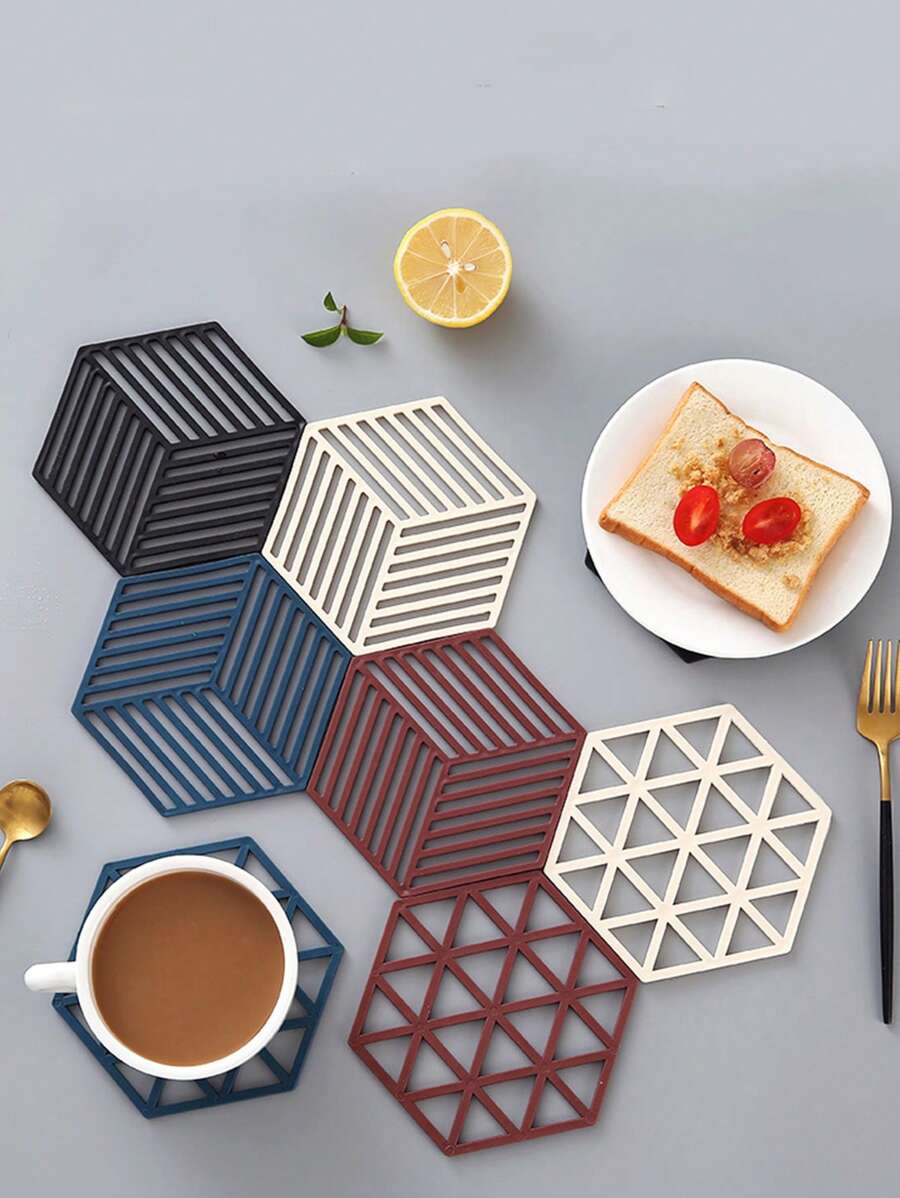 1入組PVC杯墊北歐幾何設計廚房桌杯墊 - 彩色 - 查看 1