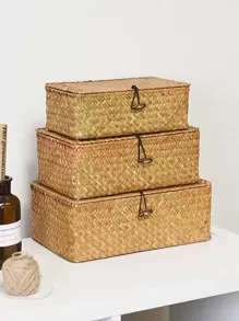 1入組草編桌面收納盒 - 彩色 - 查看 1