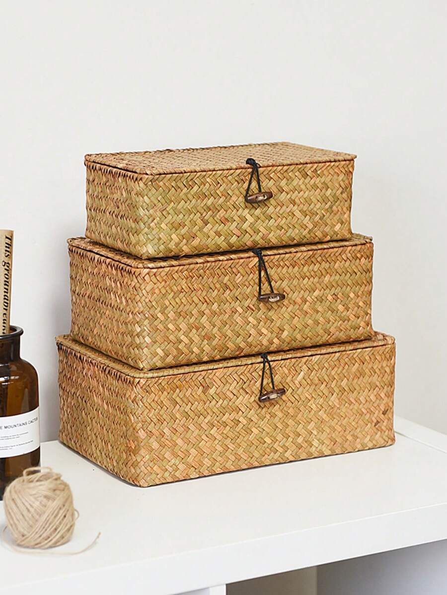 1入組草編桌面收納盒 - 彩色 - 查看 1