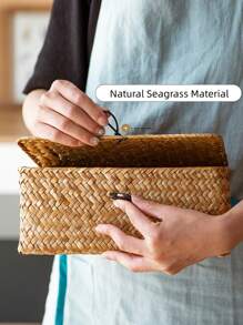 1入組草編桌面收納盒 - 彩色 - 查看 3