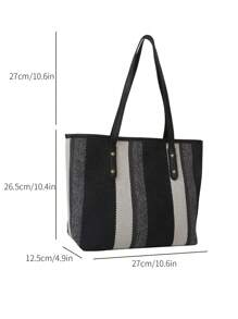 撞色方包條紋圖案鉚釘裝飾 - 彩色 - 查看 3