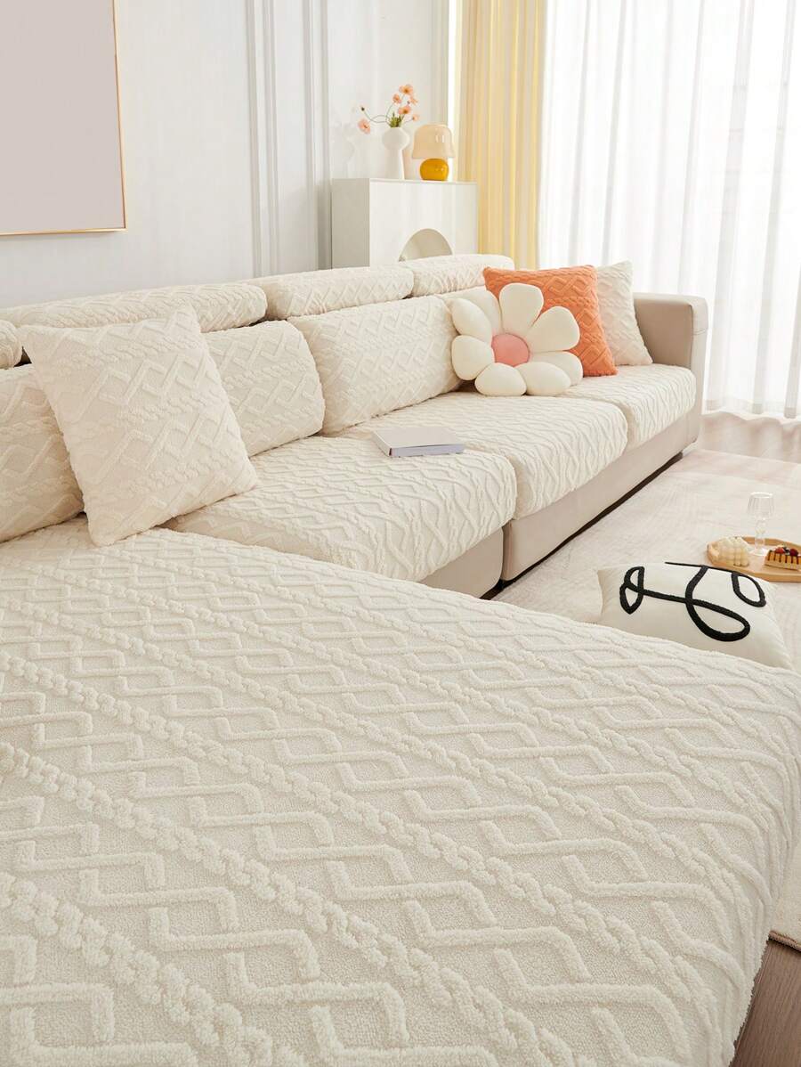 1 Họa Tiết Hình Học Co Giãn Ghế Sofa Đệm, Polyester Hiện Đại Ghế Sofa Đệm Cho Gia Đình - Màu be - Xem 1