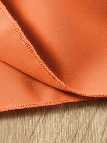 Girls Ruffle Trim A Line Dress - Burnt Orange - View 3