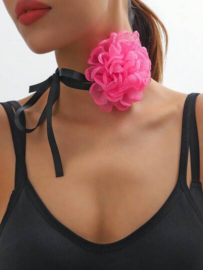 1pc Fashionable Flower Decor Choker For Women For Daily Decoration