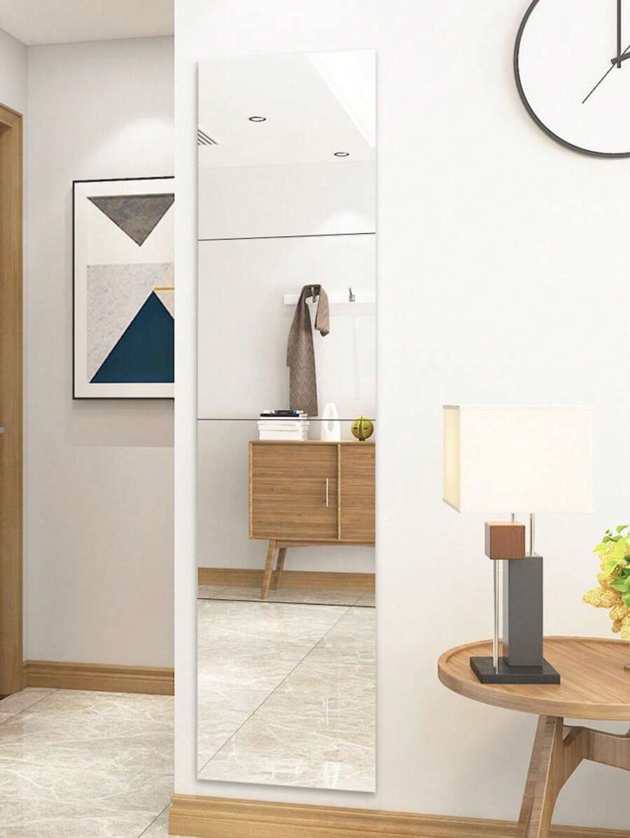 1入組PMMA裝飾鏡方形鏡子牆貼適合家用 - 白色 - 查看 1