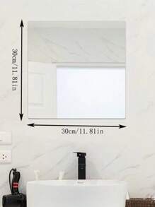 1入組PMMA裝飾鏡方形鏡子牆貼適合家用 - 白色 - 查看 2