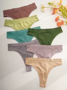 7件素色簡約風丁字褲