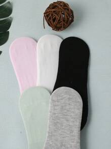 5pairs Solid Invisible Socks - Multicolor - View 2