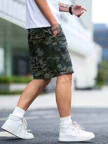 Manfinity EMRG Loose Men's Camo Printed Denim Shorts With Drawstring Waist - Multicolor - View 4