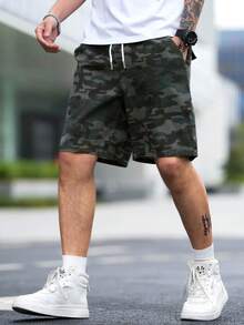 Manfinity EMRG Loose Men's Camo Printed Denim Shorts With Drawstring Waist - Multicolor - View 7