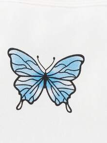 嬰兒蝴蝶圖案吊帶上衣和短款T恤和運動褲 - 白色 - 查看 3
