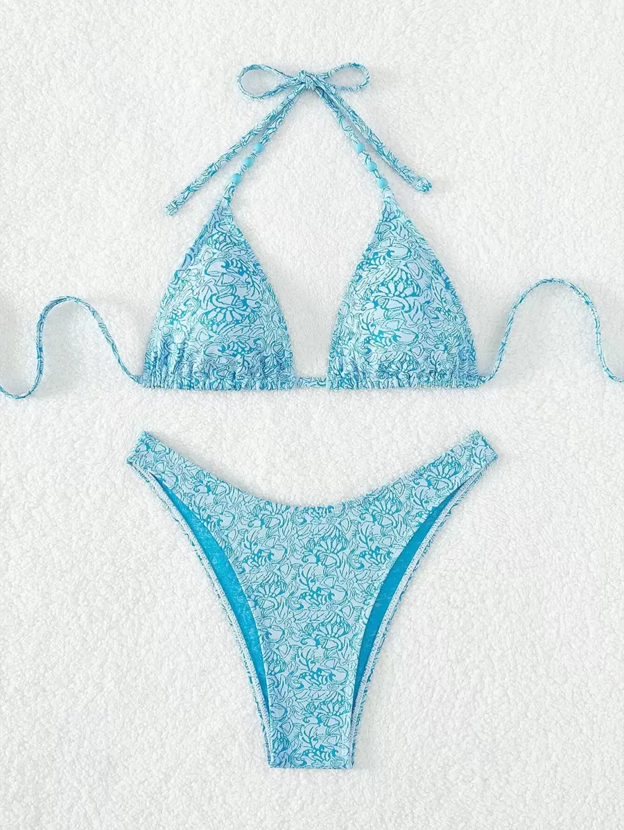 SHEIN Swim Bañador bikini triángulo halter floral