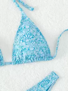 SHEIN Swim Bañador bikini triángulo halter floral