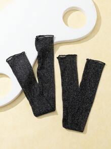 Sheer Mesh Arm Sleeves - Black - View 2
