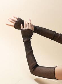 Sheer Mesh Arm Sleeves - Black - View 3