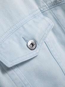 Manfinity Homme Men 1pc Flap Pocket Denim Jacket - Baby Blue - View 4