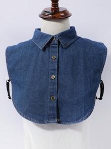 1 Nữ Nút Chi Tiết Khăn Choàng Thời Trang Dickey Cổ Trang Trí Quần Áo - Màu xanh lam - Xem 2