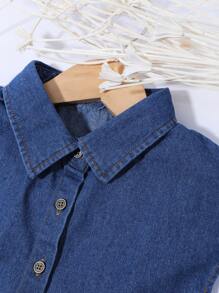 1 Nữ Nút Chi Tiết Khăn Choàng Thời Trang Dickey Cổ Trang Trí Quần Áo - Màu xanh lam - Xem 4