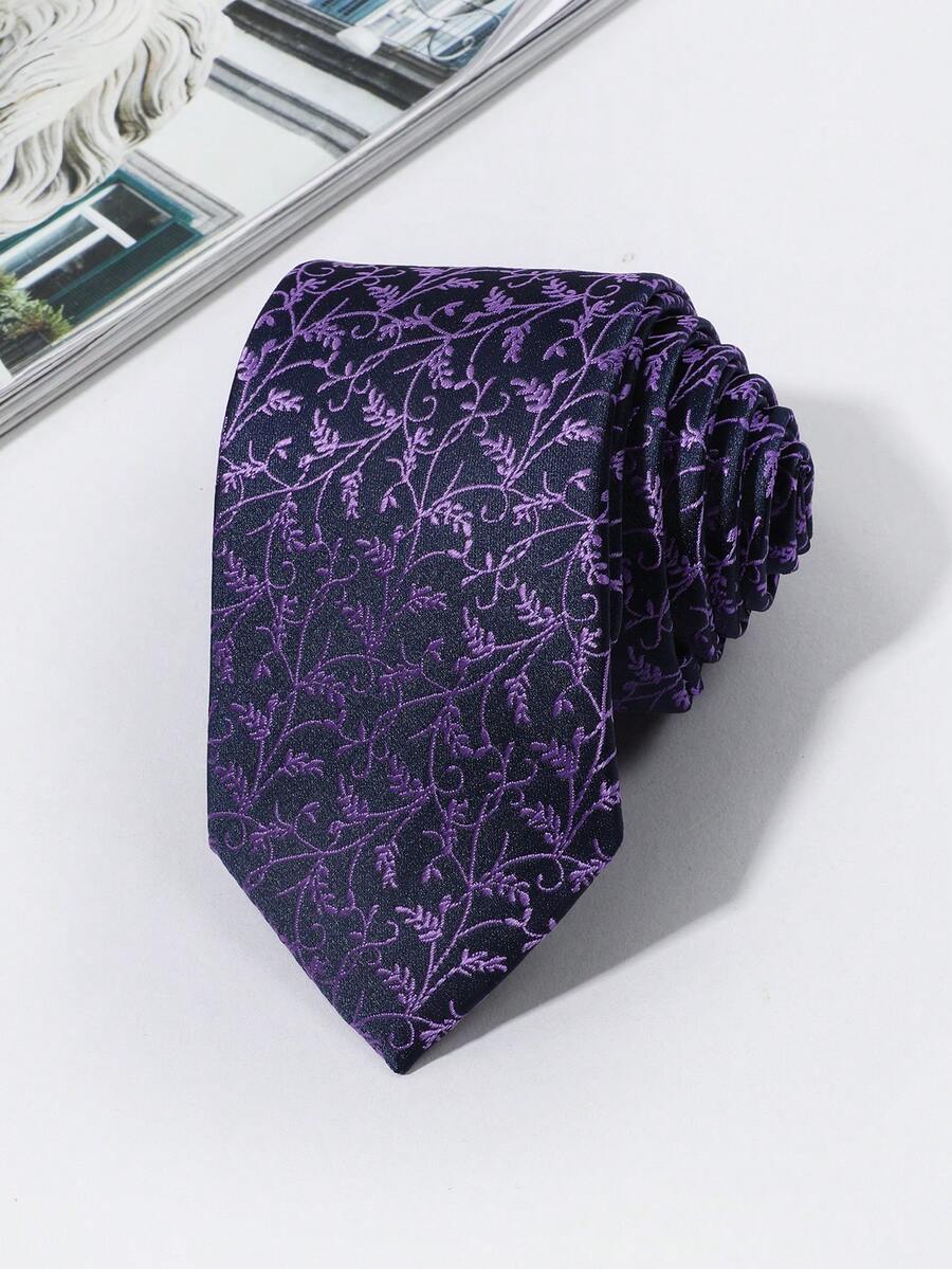 1入組男士藤蔓圖案時尚百搭系帶適合派對 - 紫色 - 查看 1