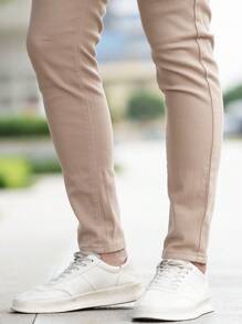 Manfinity Homme Men Cotton Solid Skinny Jeans - Apricot - View 6