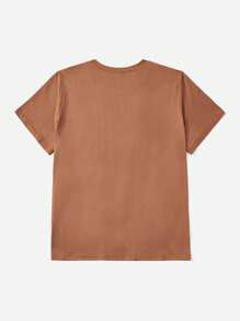 SHEIN Unity Plus Coffee & Slogan Graphic Tee ĐÓ LÀ ÁO TRÀ - Rỉ Nâu - Xem 2