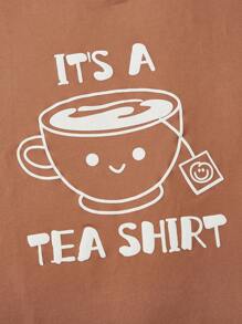SHEIN Unity Plus Coffee & Slogan Graphic Tee ĐÓ LÀ ÁO TRÀ - Rỉ Nâu - Xem 3
