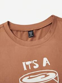 SHEIN Unity Plus Coffee & Slogan Graphic Tee ĐÓ LÀ ÁO TRÀ - Rỉ Nâu - Xem 4