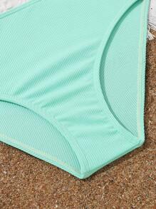 Girls Colour Block Twist Front Bikini Swimsuit - Multicolor - View 5