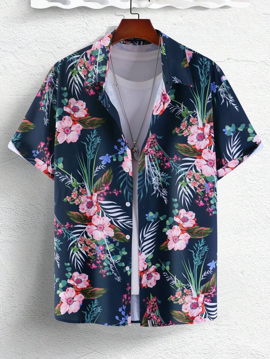 Manfinity RSRT Men Tropical Print Shirt Without Tee - Multicolor - View 1