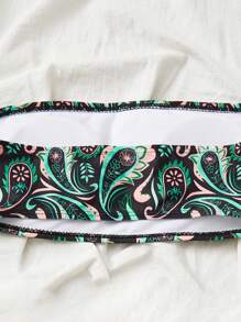 Paisley Print Bandeau Bikini Set, For Summer Beach Vacation - Multicolor - View 3