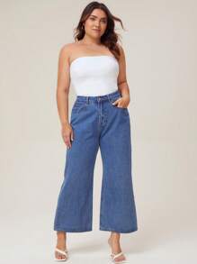 SHEIN BASICS Kích thước lớn Chất rắn Đồ đan Ribbed Ống ngọn - trắng - Xem 3