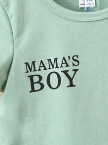 Baby Boy Letter Graphic Tee & Shorts - Green - View 3