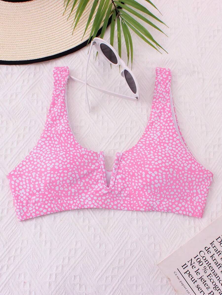 Áo Tops Bikini Nữ Tất cả trên in - Hồng - Xem 1