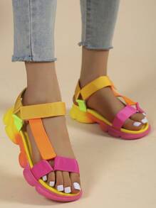 Xăng đan buộc dây móc khóa khối màu cho nữ, Xăng đan thể thao bằng vải ngộ nghĩnh cho mùa hè - Nhiều màu - Xem 1