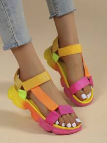 Xăng đan buộc dây móc khóa khối màu cho nữ, Xăng đan thể thao bằng vải ngộ nghĩnh cho mùa hè - Nhiều màu - Xem 3