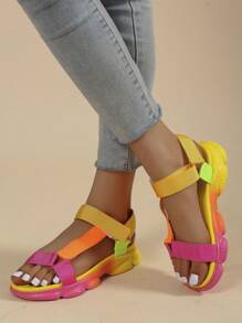 Xăng đan buộc dây móc khóa khối màu cho nữ, Xăng đan thể thao bằng vải ngộ nghĩnh cho mùa hè - Nhiều màu - Xem 5