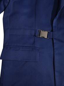 Manfinity Men 1pc Flap Detail Blazer & 1pc Shorts - Navy Blue - View 3