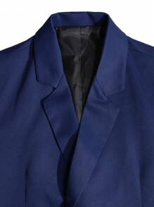 Manfinity Men 1pc Flap Detail Blazer & 1pc Shorts - Navy Blue - View 4