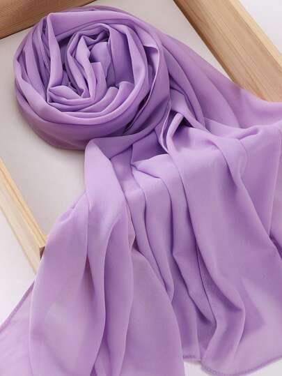 1pc Modest Hijab Lightweight Chiffon Solid Color Versatile Scarf, Spring/Summer