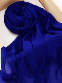 1pc Chiffon Scarf, Suitable For Everyday Wear - Royal Blue - View 12