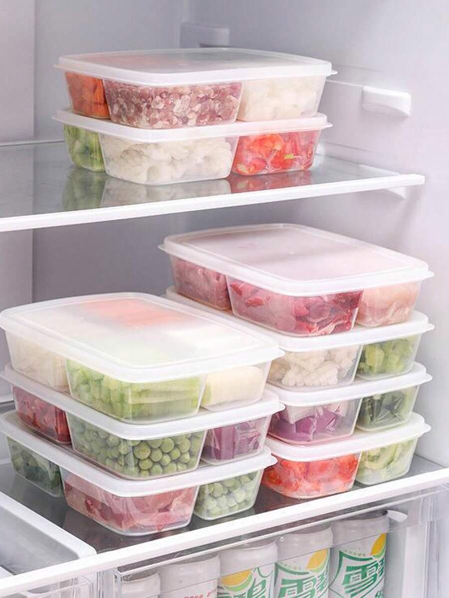 1入組PP多格食品儲物盒冰箱用簡約透明食品儲物盒